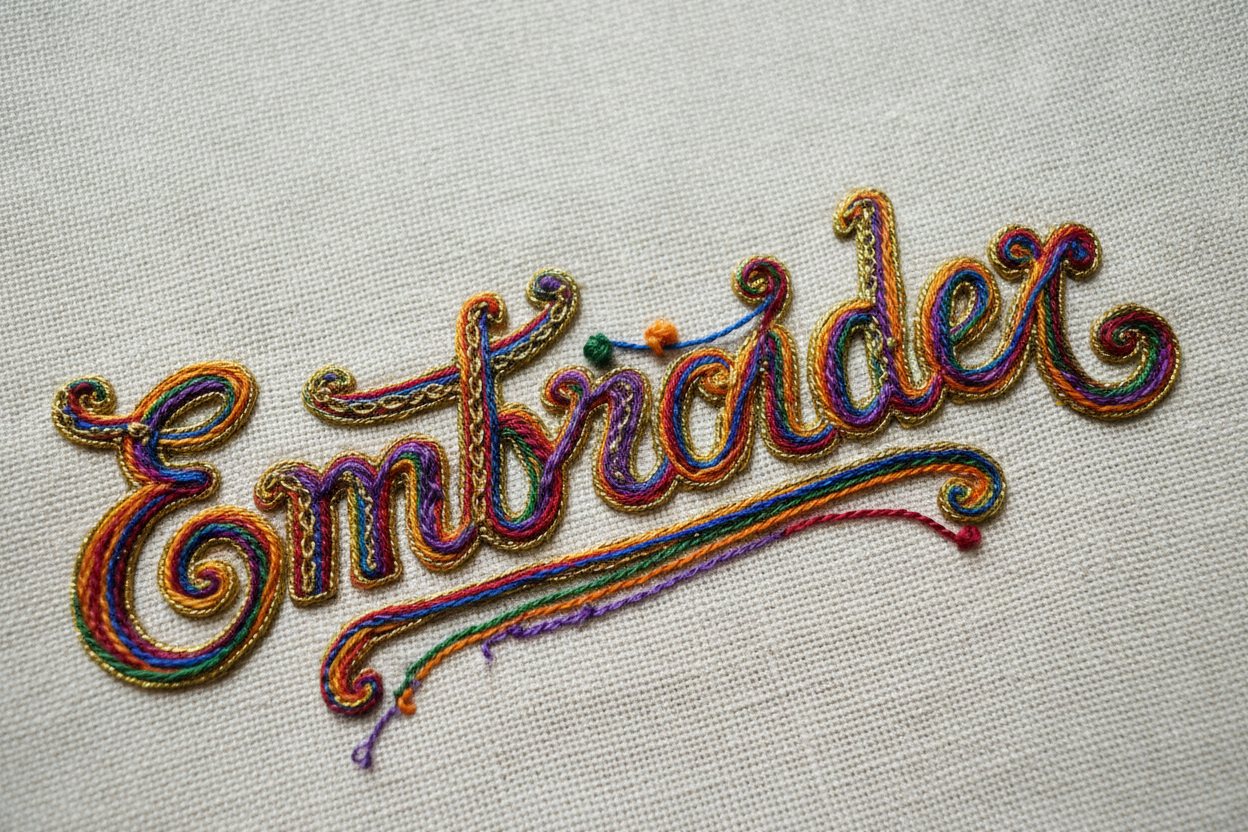 the word embroidery embroidered