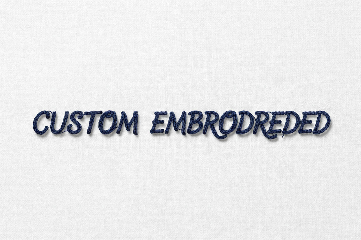 the word custom embroidered