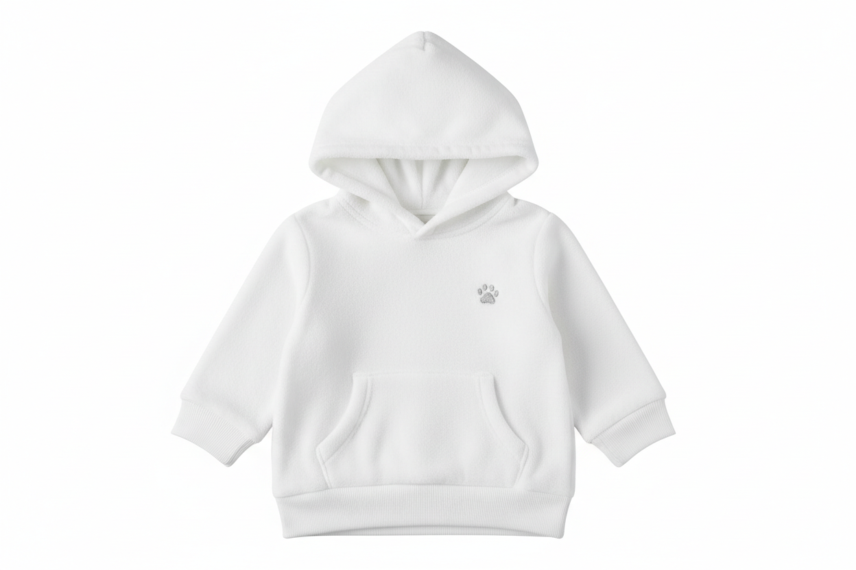white infant hoodie