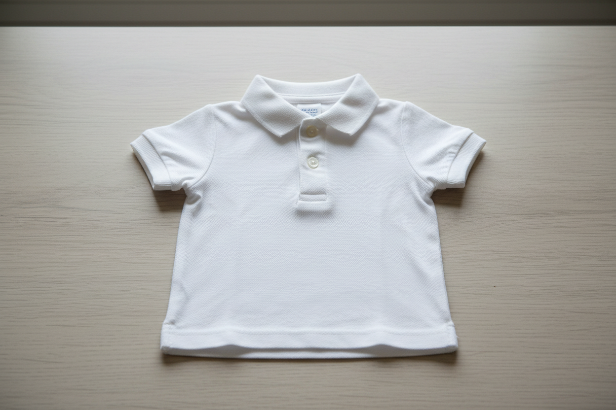 white infant polo